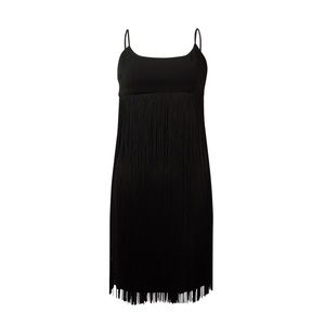 Calvin Klein Fringed Spaghetti Dress (6,Black)